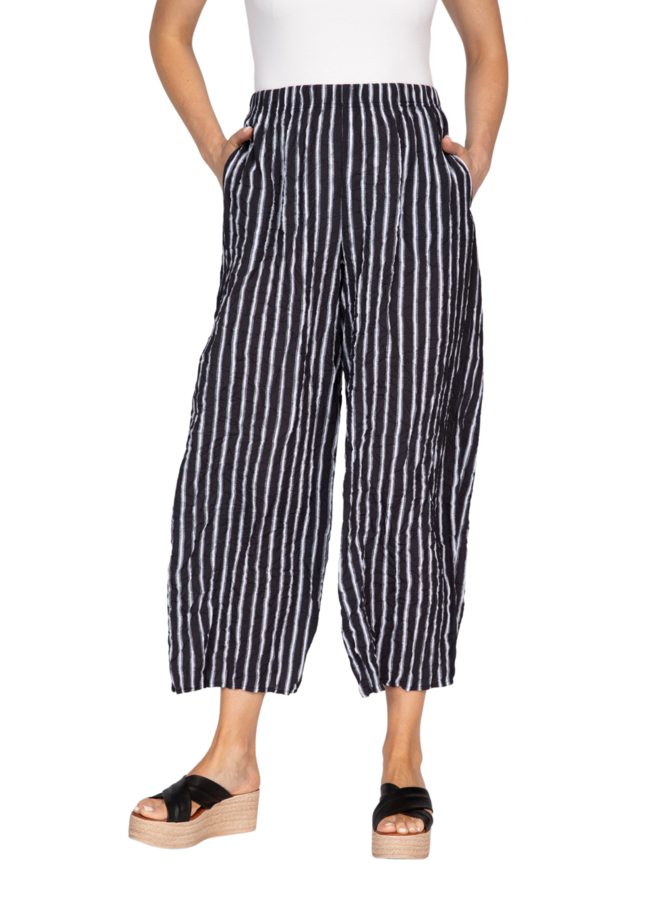 Olivia Crimped Crepe Stripe Easy Pant