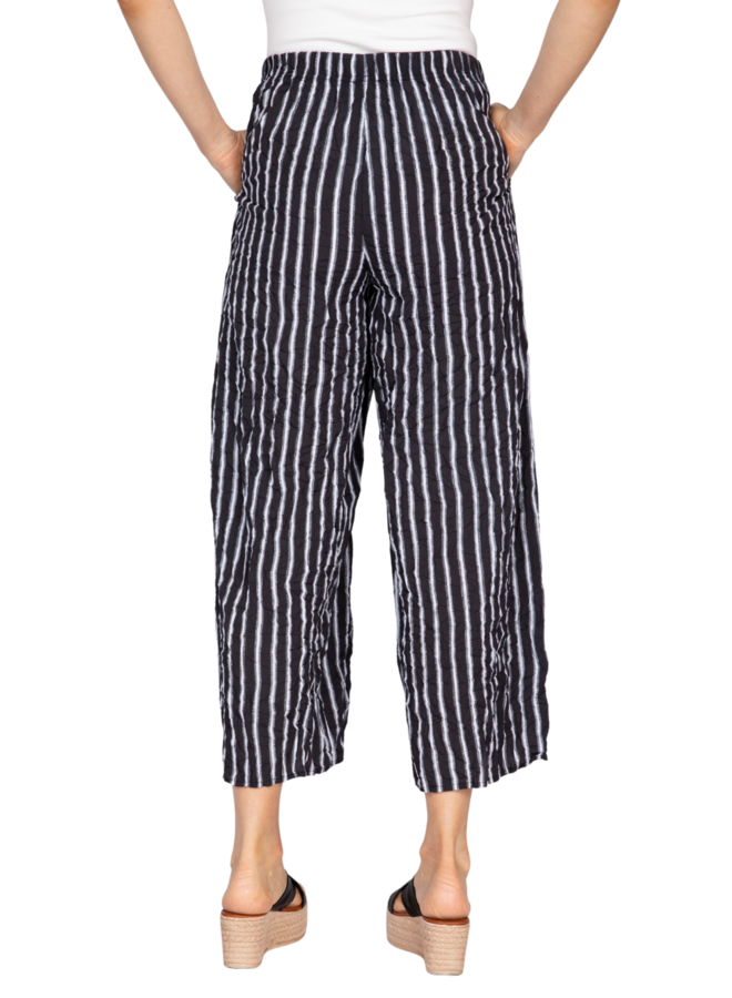 Olivia Crimped Crepe Stripe Easy Pant