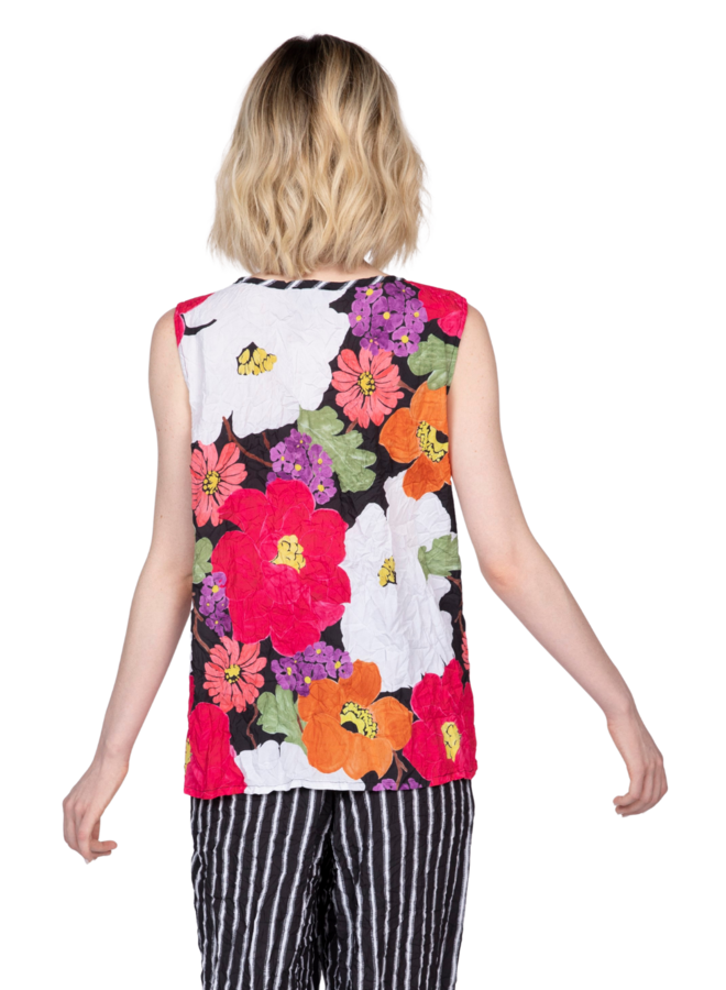 Olivia Crimped Crepe Floral Swing Tank