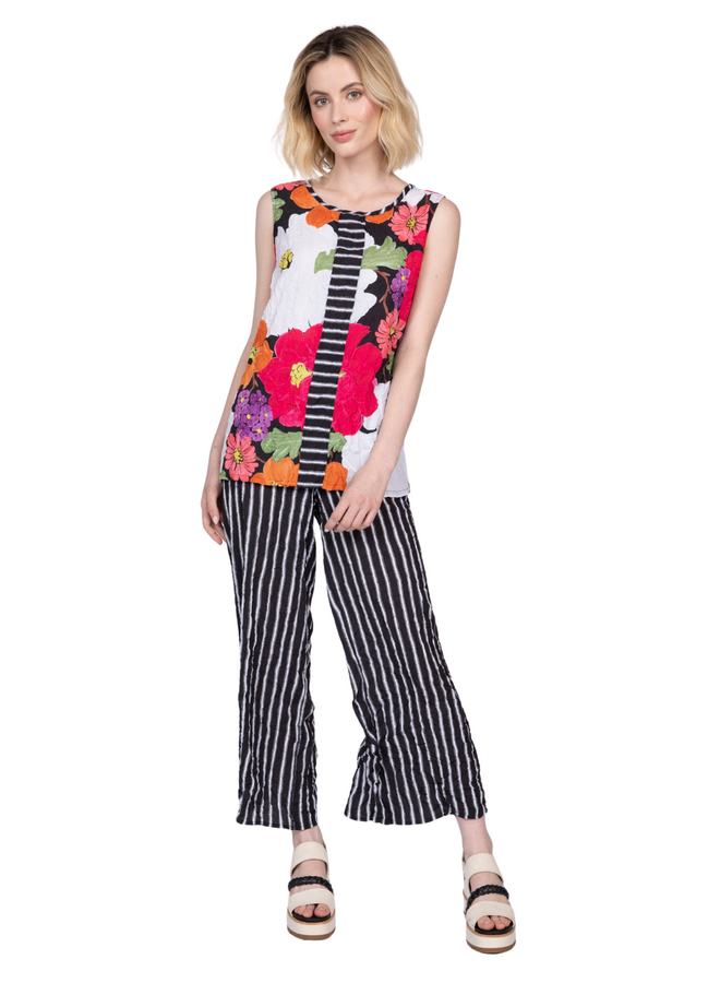 Olivia Crimped Crepe Floral Swing Tank