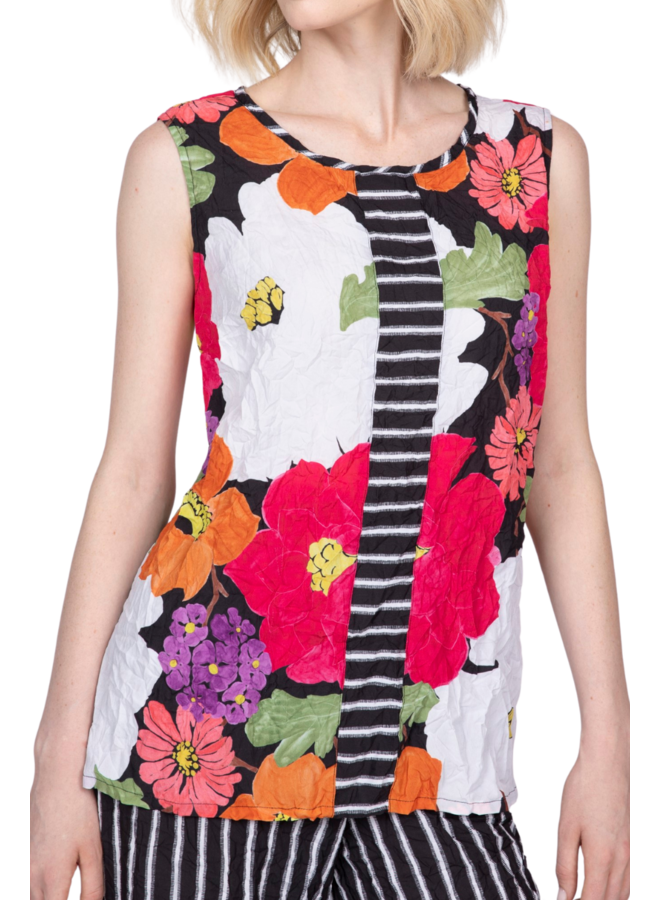 Olivia Crimped Crepe Floral Swing Tank