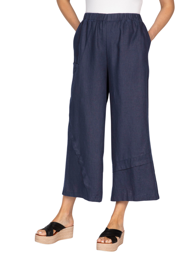 Olivia Linen Crossroads Pant in Navy