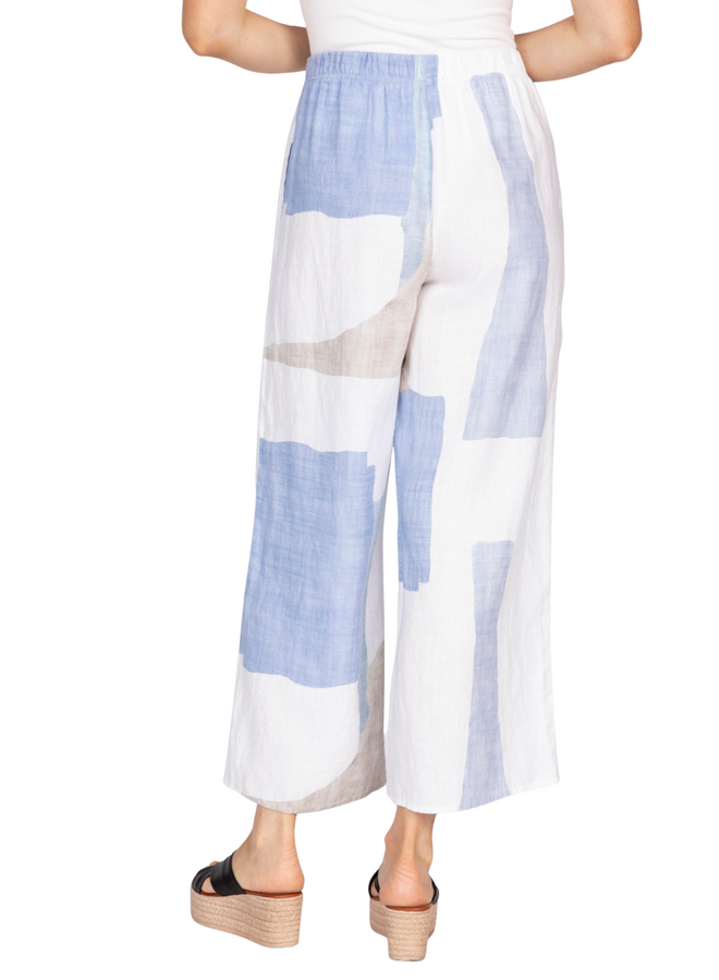 Olivia Linen Colorblock Breeze Pant in Blues