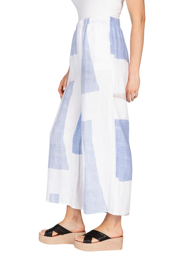 Olivia Linen Colorblock Breeze Pant in Blues