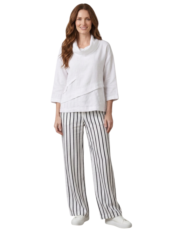 Olivia Linen Crossroads Cowl Top in White