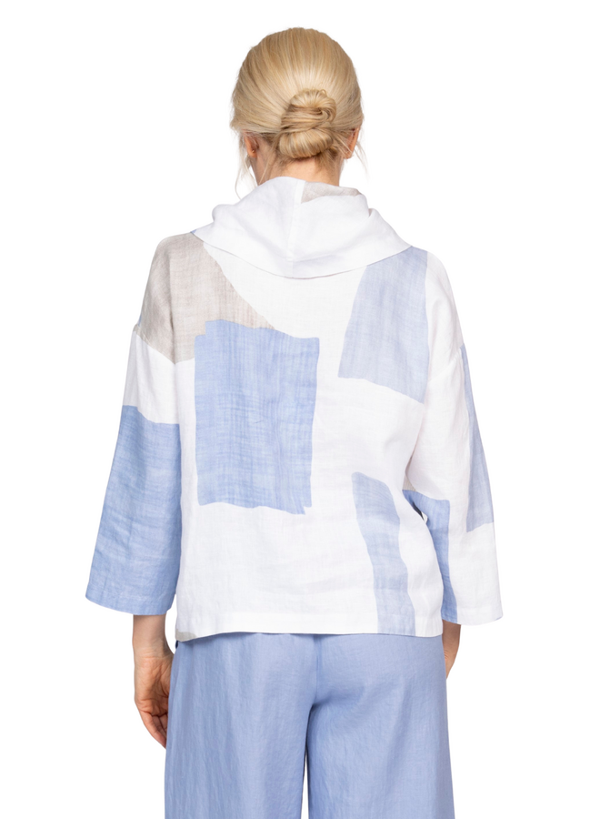 Olivia Linen Colorblock Cowl Top