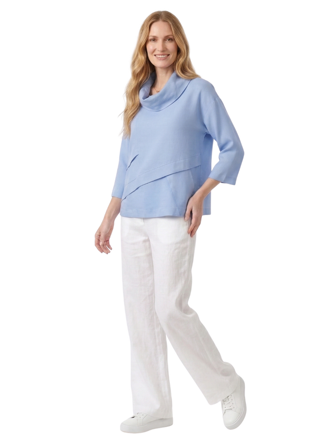 Olivia Linen Crossroads Cowl Top in Periwinkle