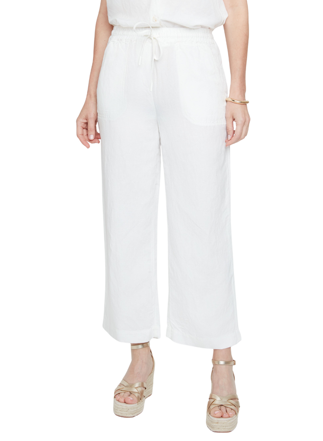 Renuar Linen Crop Pant in Creme