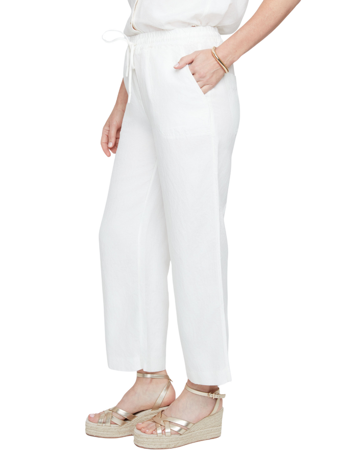 Renuar Linen Crop Pant in Creme