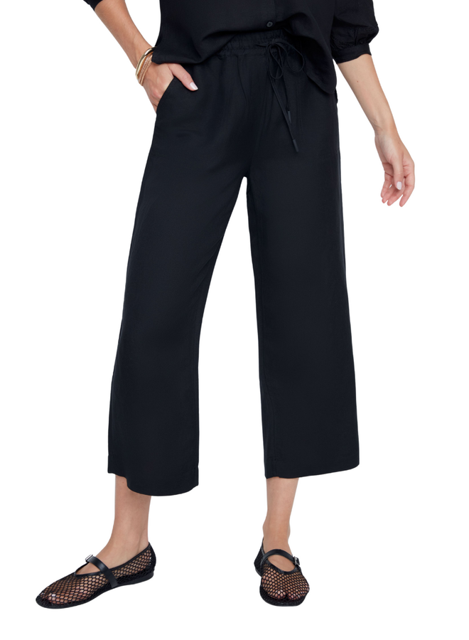 Renuar Linen Crop Pant in Black