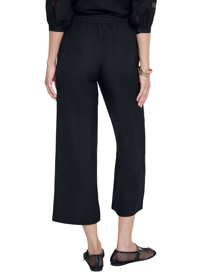 Renuar Linen Crop Pant in Black