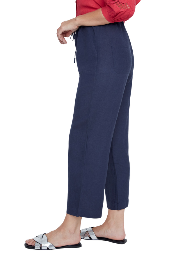 Renuar Linen Crop Pant in Indigo