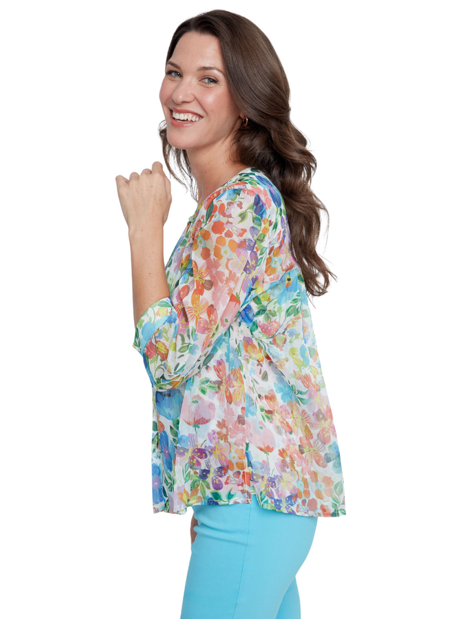 Renuar Ocean Floral Blouse With Matching Tank