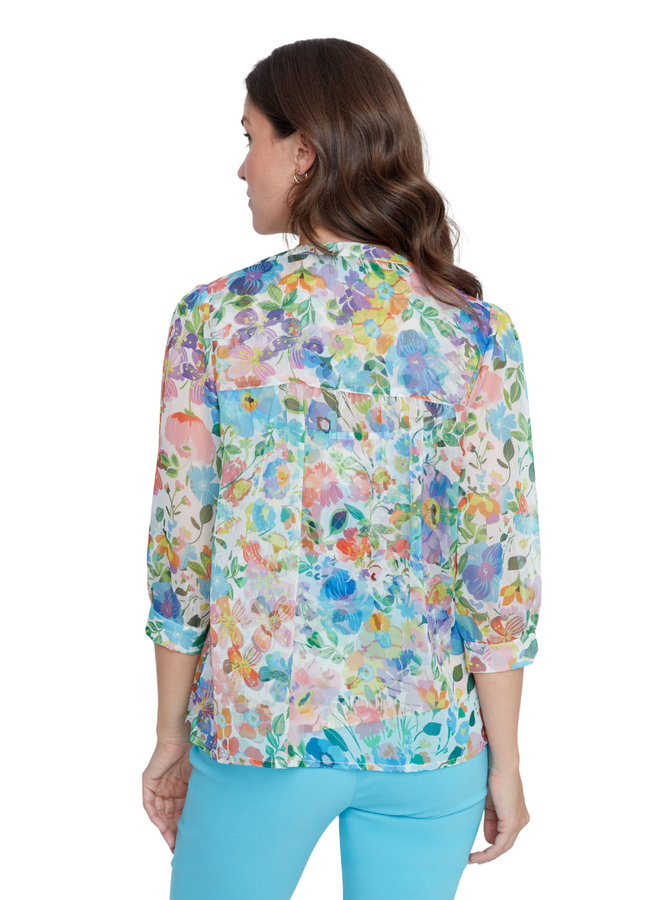 Renuar Ocean Floral Blouse With Matching Tank