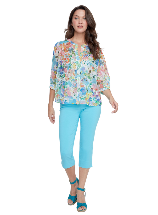 Renuar Ocean Floral Blouse With Matching Tank