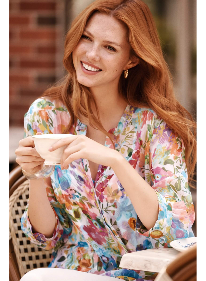 Renuar Ocean Floral Blouse With Matching Tank