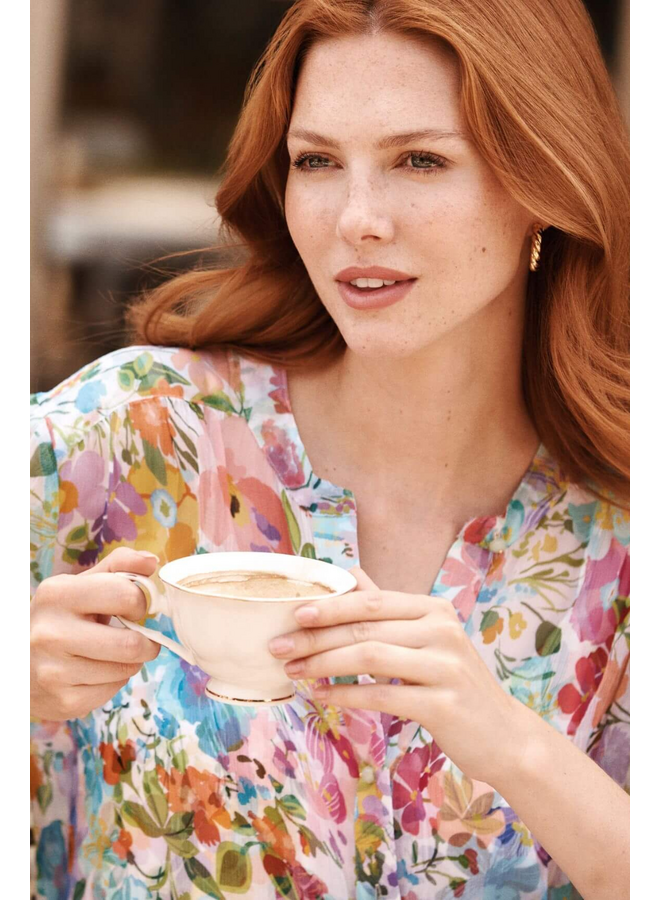 Renuar Ocean Floral Blouse With Matching Tank