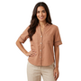 Renuar Linen Border Blouse in Mocha
