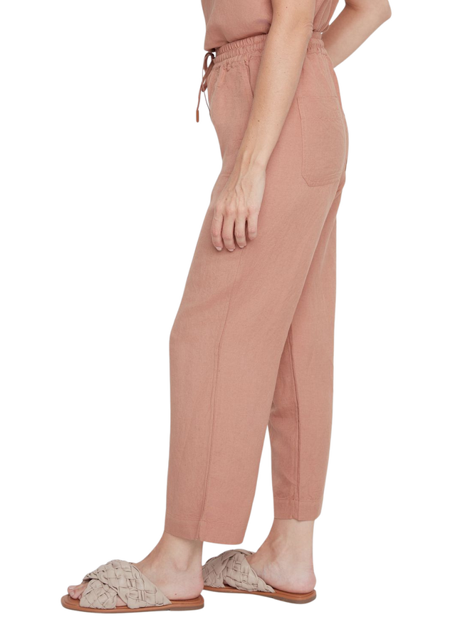 Renuar Linen Crop Pant in Mocha
