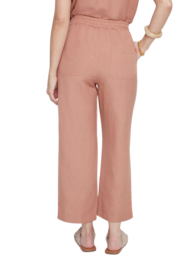 Renuar Linen Crop Pant in Mocha