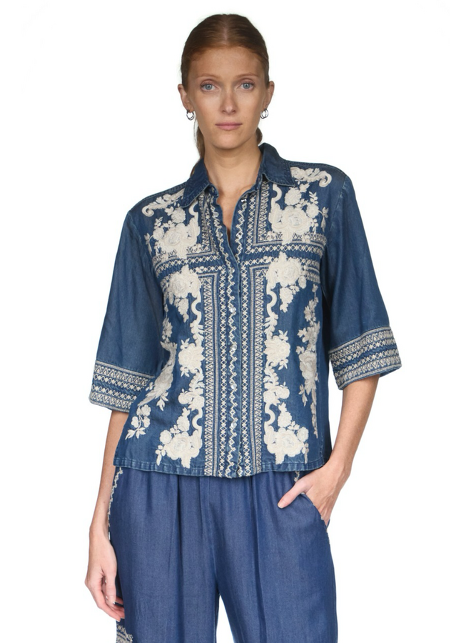 Johnny Was Randal Short Kimono Sleeve Shirt