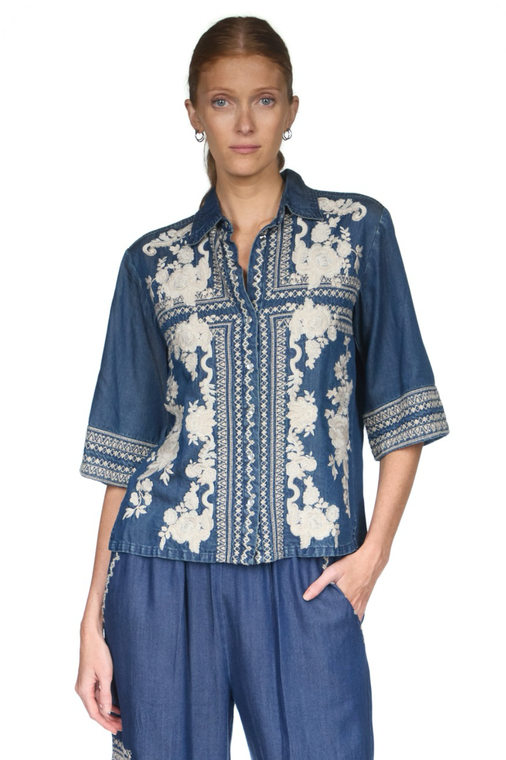 Johnny Was Randal Short Kimono Sleeve Shirt - Shady and Katie