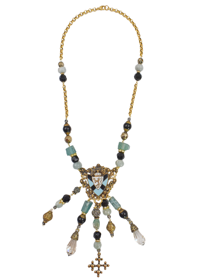 Vintage English Sheild Brooch Necklace