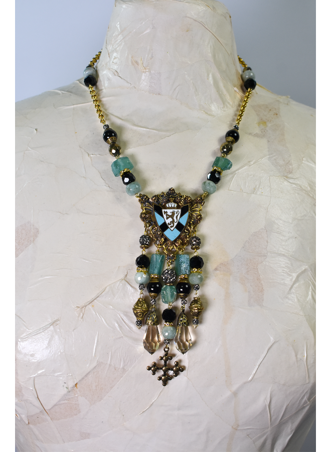 Vintage English Sheild Brooch Necklace