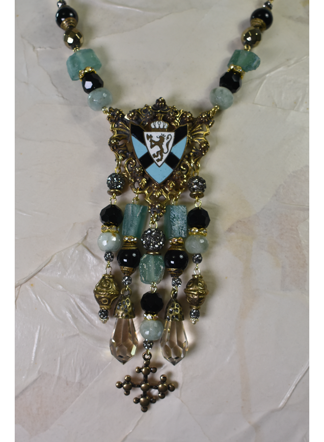 Vintage English Sheild Brooch Necklace