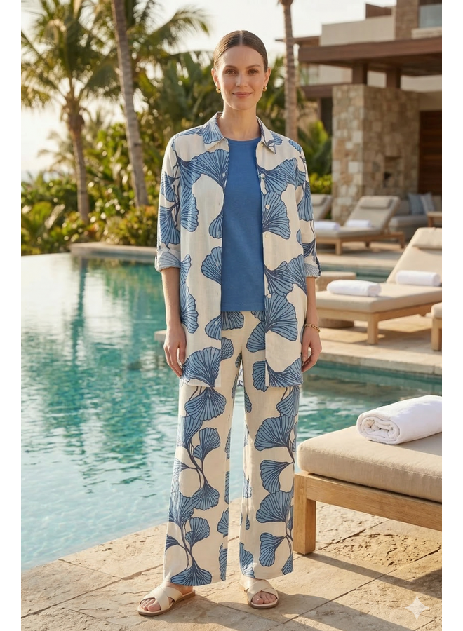 Noen Ginkgo Leaf Shirt in Blue