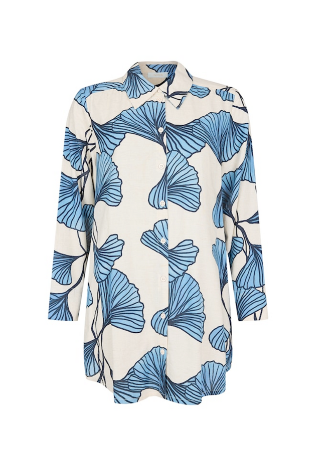 Noen Ginkgo Leaf Shirt in Blue