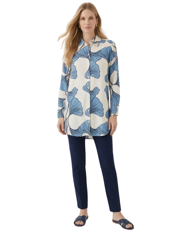 Noen Ginkgo Leaf Shirt in Blue