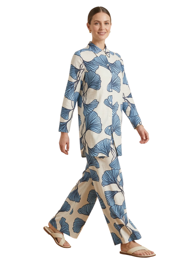 Noen Ginkgo Leaf Trousers in Blue