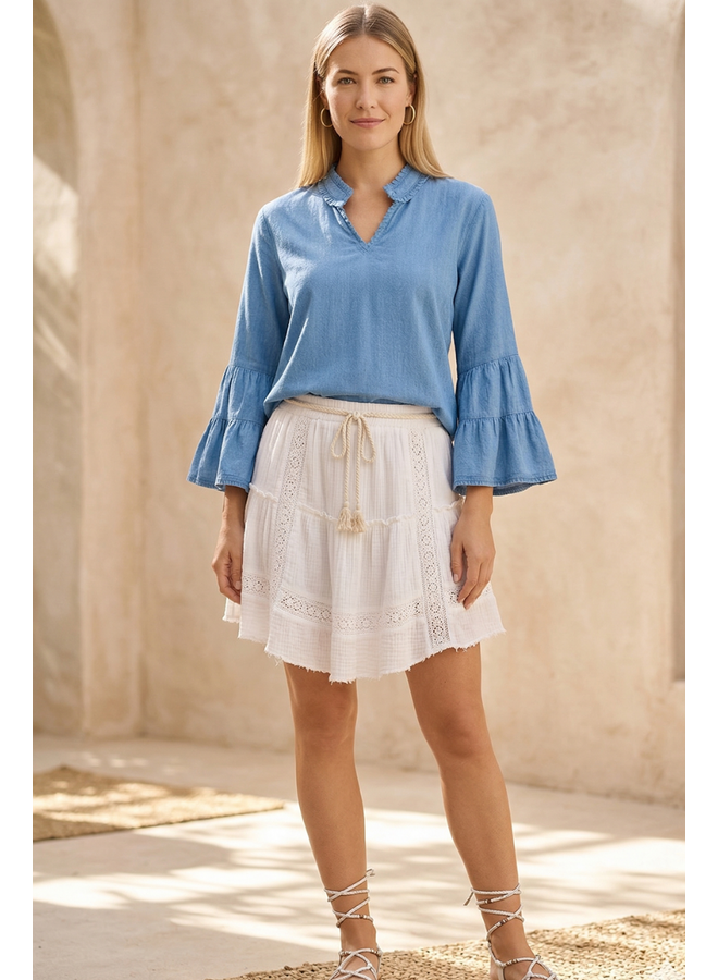 Ivy Jane Embroidered Flounce Shirt