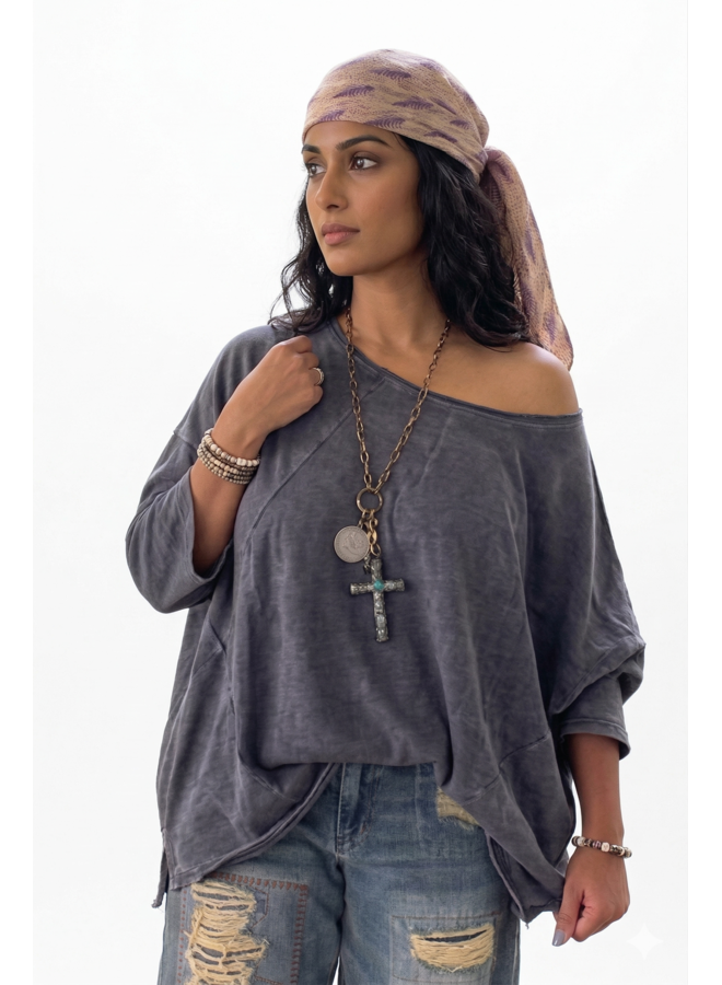 Jaded Gypsy Be Free Top in Vintage Indigo