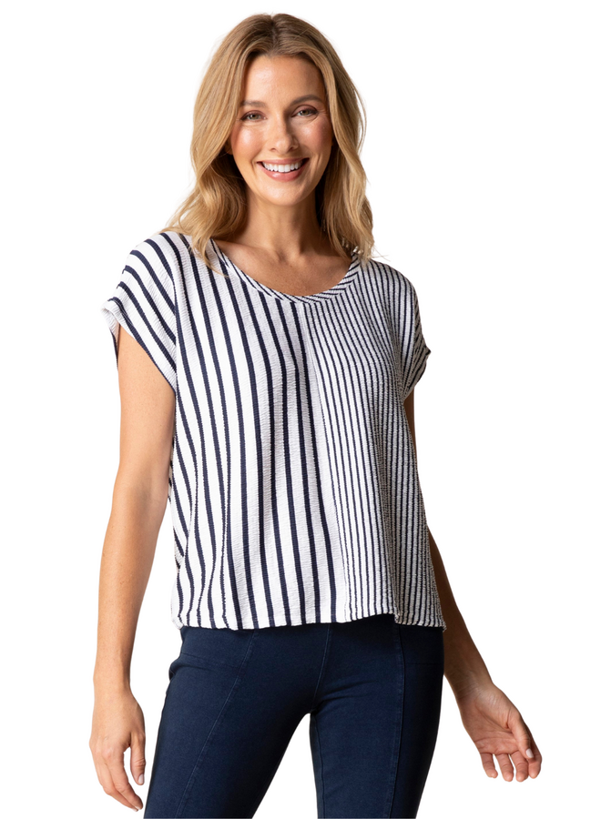 Habitat Striped Fine Line Tee in Navy