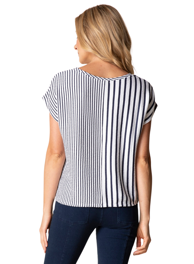 Habitat Striped Fine Line Tee in Navy