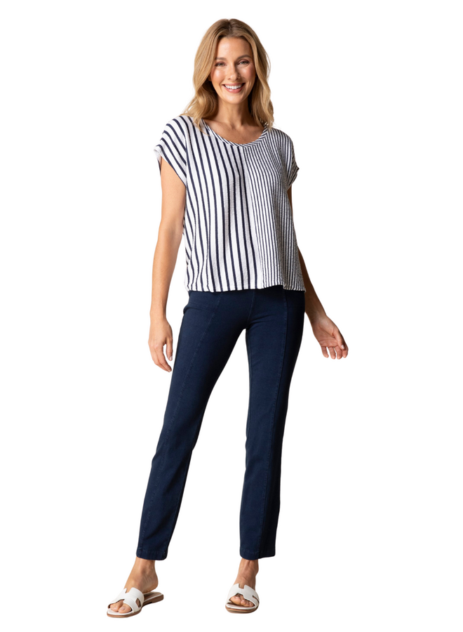 Habitat Striped Fine Line Tee in Navy