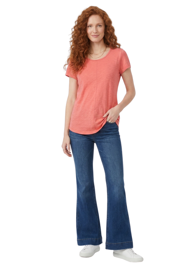 Habitat Coverstitch Tee in Coral