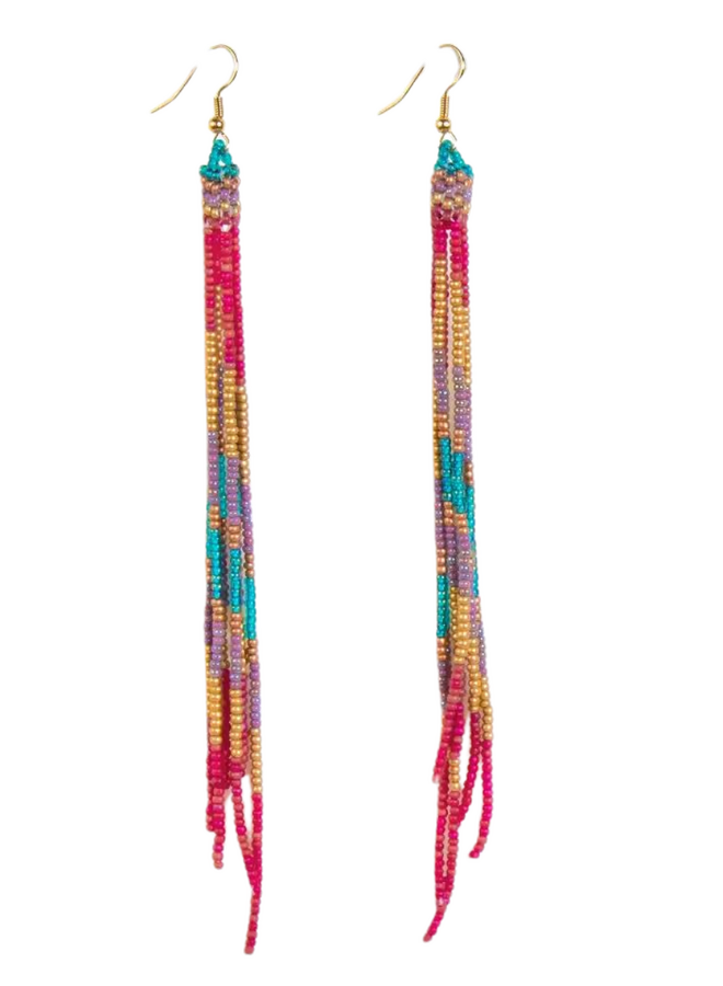 Beaded Fringe Duster Earrings Moroccan