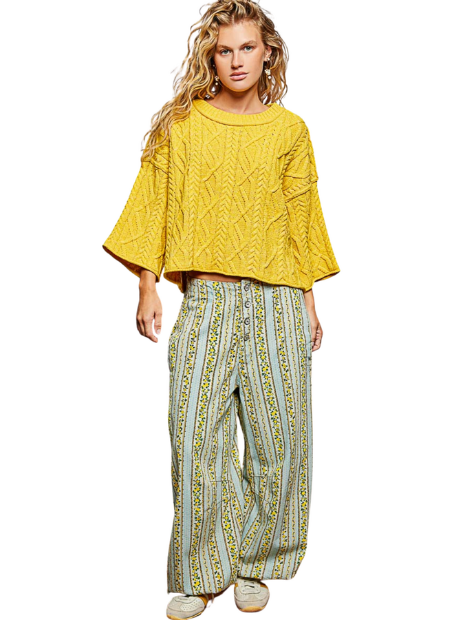 Pol Cozy Crop Cable Sweater in Honey