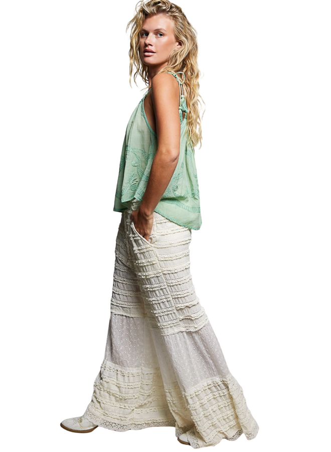 Crochet Boho Pants In Natural