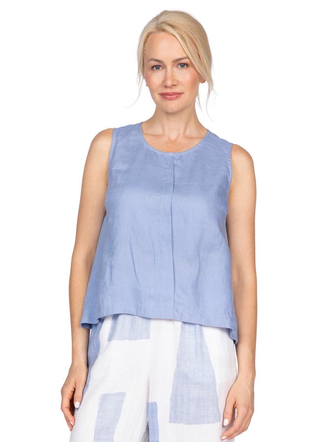 Olivia Linen Tank in Periwinkle