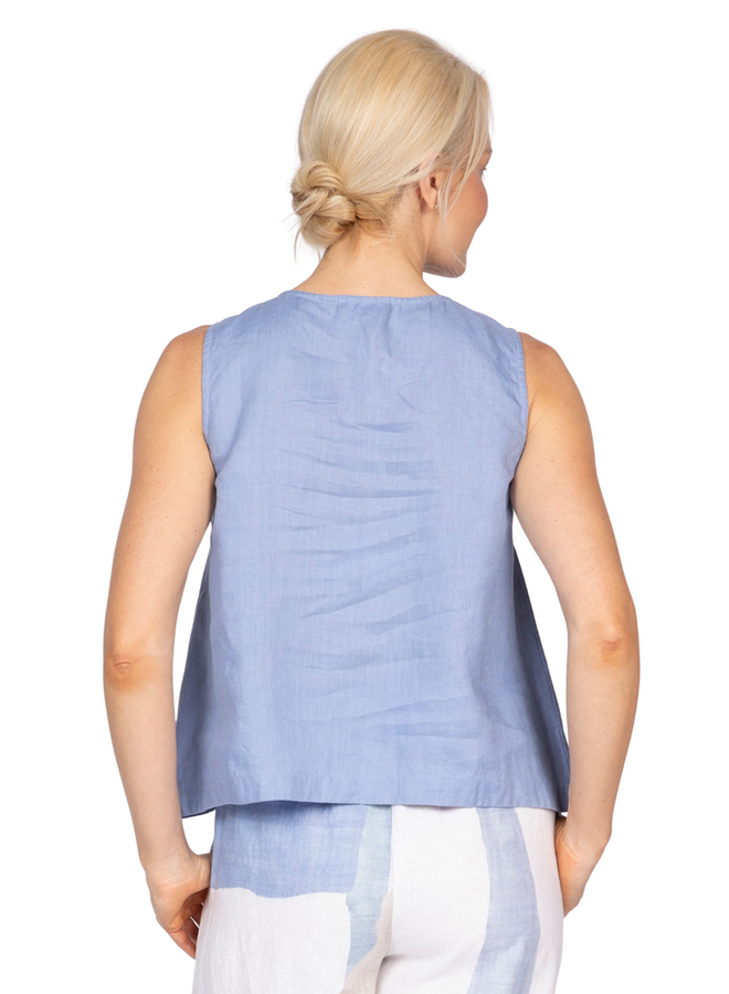 Olivia Linen Tank in Periwinkle
