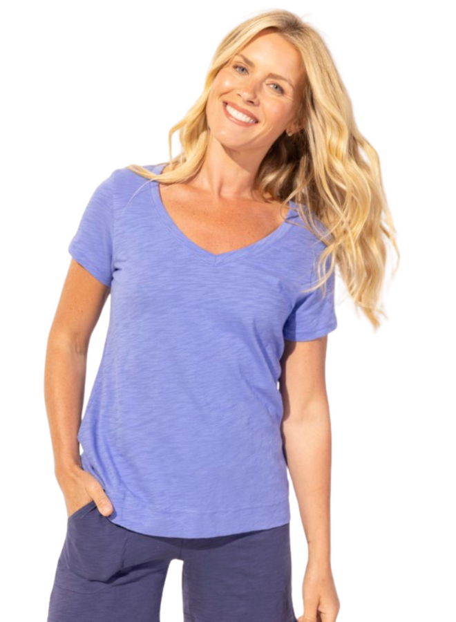 Habitat Cotton V-Neck Tee in Baja Blue
