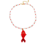 Red Beaded Fish Necklace