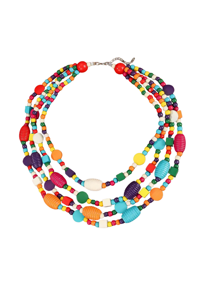 Colorful Wood Bead Necklace