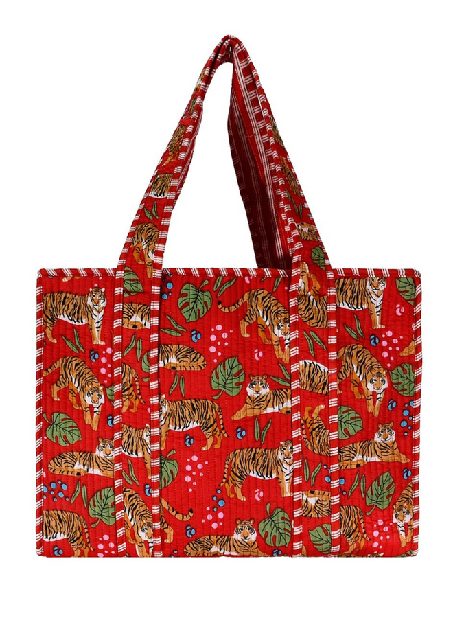 Small Red Tiger Tote Bag