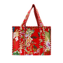 Large Tropical Flower Tote Bag in Red