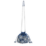 Denim Floral Embellished Drawstring Bag
